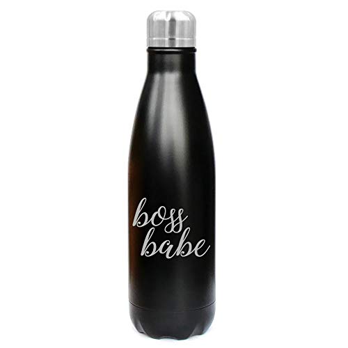 MIP Brand 17 oz. Double Wall Vacuum Insulated Stainless Steel Water Bottle Travel Mug Cup Boss Babe (Black)