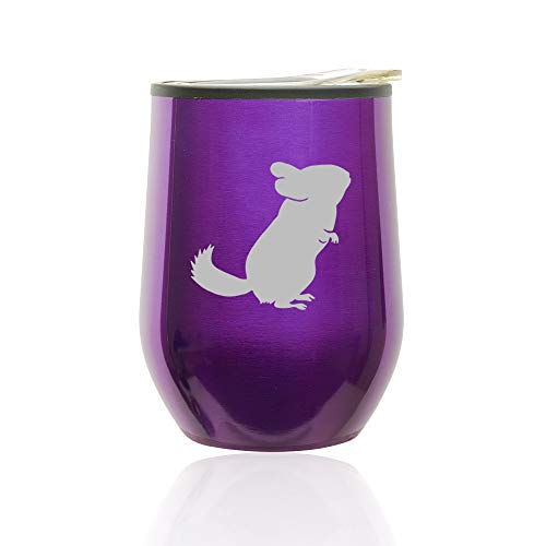 Stemless Wine Tumbler Coffee Travel Mug Glass With Lid Chinchilla (Royal Purple)