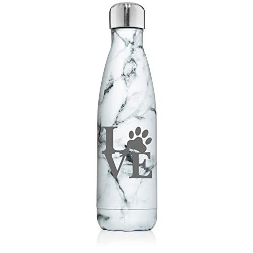 MIP Brand 17 oz. Double Wall Vacuum Insulated Stainless Steel Water Bottle Travel Mug Cup Love Paw Print