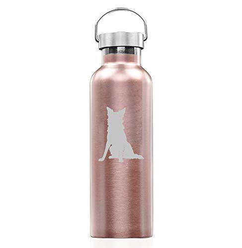 Rose Gold Double Wall Vacuum Insulated Stainless Steel Tumbler Travel Mug Border Collie (25 oz Water Bottle)