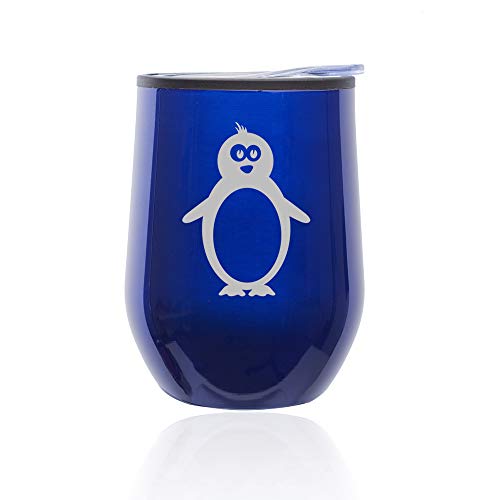 Stemless Wine Tumbler Coffee Travel Mug Glass With Lid Penguin