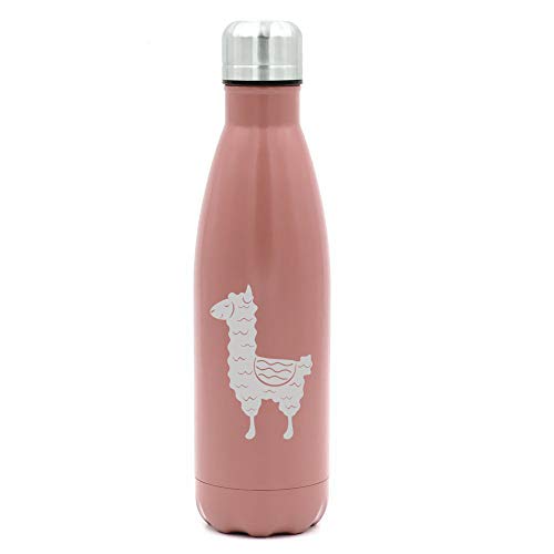 MIP Brand 17 oz. Double Wall Vacuum Insulated Stainless Steel Water Bottle Travel Mug Cup Cute Llama (Rose Gold)