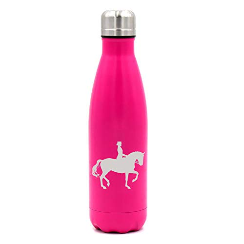 MIP Brand 17 oz. Double Wall Vacuum Insulated Stainless Steel Water Bottle Travel Mug Cup Dressage Horse with Rider (Pink)