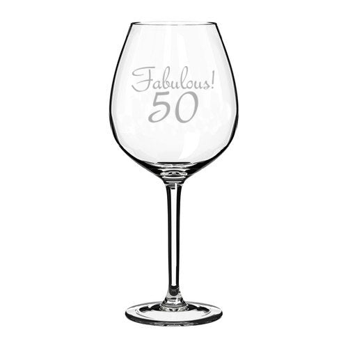 20 oz Jumbo Wine Glass Funny Fabulous 50 50th Birthday,MIP