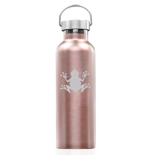 Rose Gold Double Wall Vacuum Insulated Stainless Steel Tumbler Travel Mug Frog (25 oz Water Bottle)