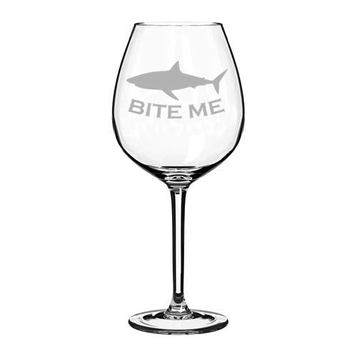 Wine Glass Goblet Bite Me Shark Funny (20 oz Jumbo)
