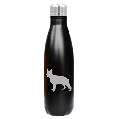 MIP Brand 17 oz. Double Wall Vacuum Insulated Stainless Steel Water Bottle Travel Mug Cup German Shepherd (Black)