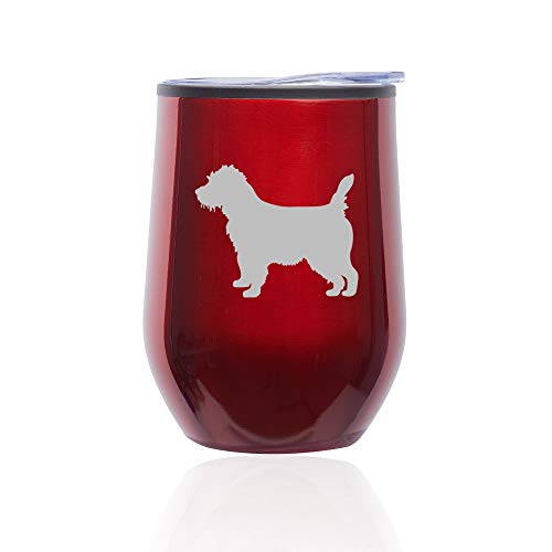 Stemless Wine Tumbler Coffee Travel Mug Glass With Lid Cairn Terrier (Red)