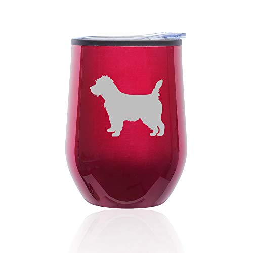 Stemless Wine Tumbler Coffee Travel Mug Glass With Lid Cairn Terrier (Fuchsia)