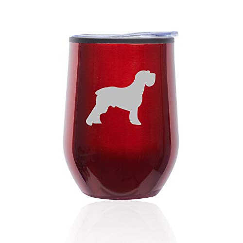 Stemless Wine Tumbler Coffee Travel Mug Glass With Lid Schnauzer (Red)