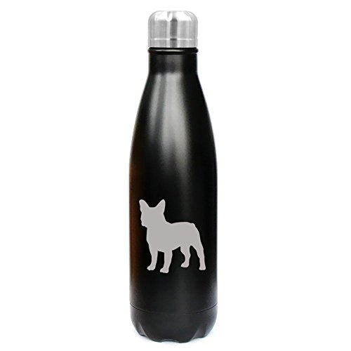 17 oz. Double Wall Vacuum Insulated Stainless Steel Water Bottle Travel Mug Cup French Bulldog (Black)