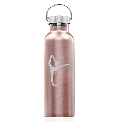 Rose Gold Double Wall Vacuum Insulated Stainless Steel Tumbler Travel Mug Dancer Gymnastics (25 oz Water Bottle)