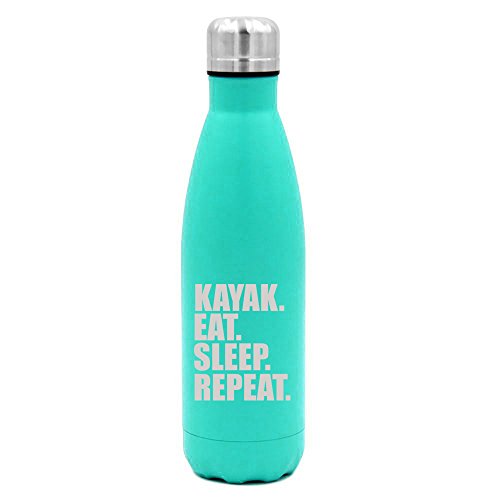 17 oz. Double Wall Vacuum Insulated Stainless Steel Water Bottle Travel Mug Cup Kayak Eat Sleep Repeat (Light-Blue)