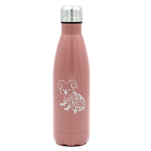 17 oz. Double Wall Vacuum Insulated Stainless Steel Water Bottle Travel Mug Cup Fancy Koala Bear (Rose Gold)