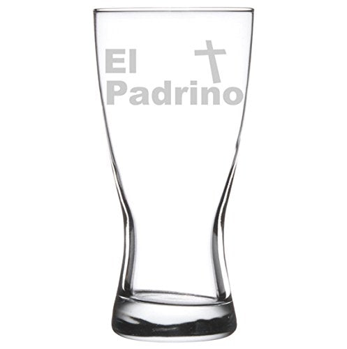 15 oz Beer Pilsner Glass Christening Baptism Godfather El Padrino