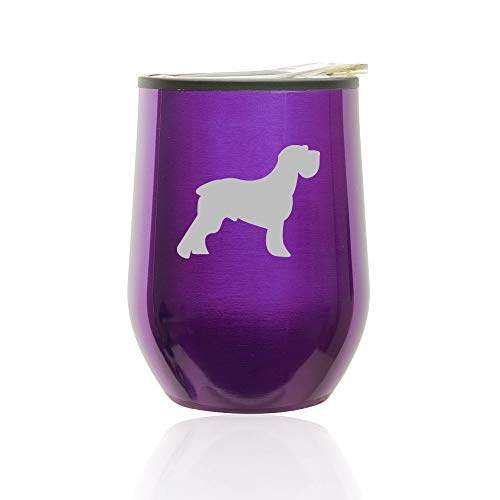 Stemless Wine Tumbler Coffee Travel Mug Glass With Lid Schnauzer (Royal Purple)