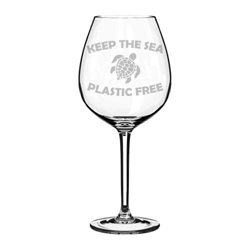 Wine Glass Goblet Sea Turtle Keep The Sea Plastic Free (20 oz Jumbo)