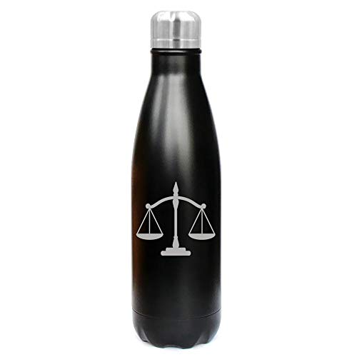 MIP Brand 17 oz. Double Wall Vacuum Insulated Stainless Steel Water Bottle Travel Mug Cup Scales of Justice Lawyer Paralegal Attorney (Black)