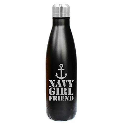 MIP Brand 17 oz. Double Wall Vacuum Insulated Stainless Steel Water Bottle Travel Mug Cup Navy Girlfriend Anchor (Black)