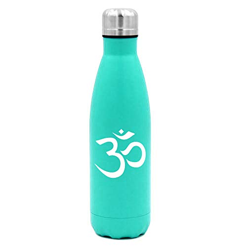 MIP Brand 17 oz. Double Wall Vacuum Insulated Stainless Steel Water Bottle Travel Mug Cup Yoga Symbol (Light-Blue)