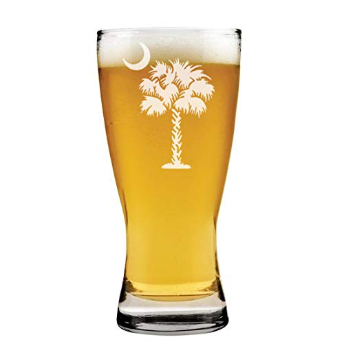 15 oz Beer Pilsner Glass Palmetto Tree South Carolina Palm Moon