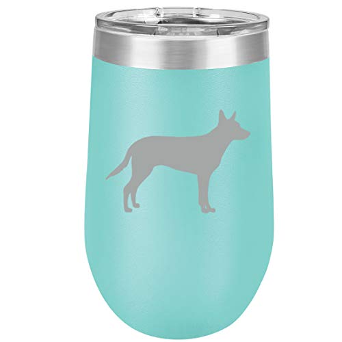 16 oz Double Wall Vacuum Insulated Stainless Steel Stemless Wine Tumbler Glass Coffee Travel Mug With Lid Australian Kelpie (Teal)
