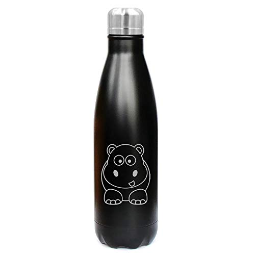 MIP Brand 17 oz. Double Wall Vacuum Insulated Stainless Steel Water Bottle Travel Mug Cup Baby Hippo (Black)