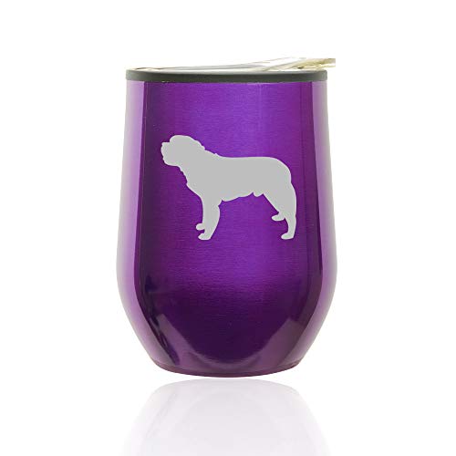 Stemless Wine Tumbler Coffee Travel Mug Glass With Lid Saint Bernard (Royal Purple)