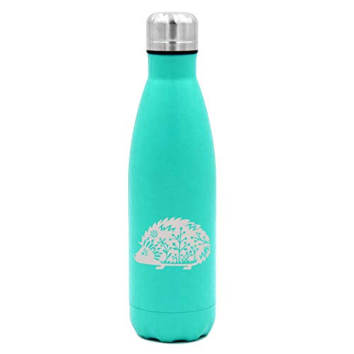 17 oz. Double Wall Vacuum Insulated Stainless Steel Water Bottle Travel Mug Cup Fancy Hedgehog (Light-Blue)