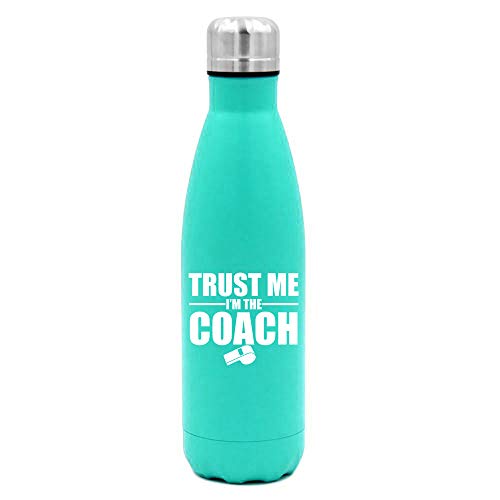 MIP Brand 17 oz. Double Wall Vacuum Insulated Stainless Steel Water Bottle Travel Mug Cup Trust Me I'm The Coach (Light-Blue)