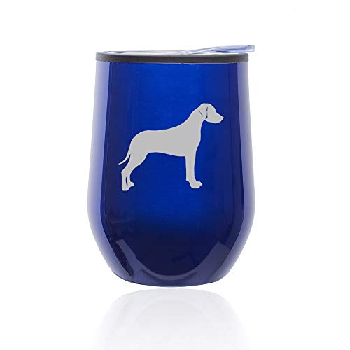 Stemless Wine Tumbler Coffee Travel Mug Glass With Lid Rhodesian Ridgeback (Blue)
