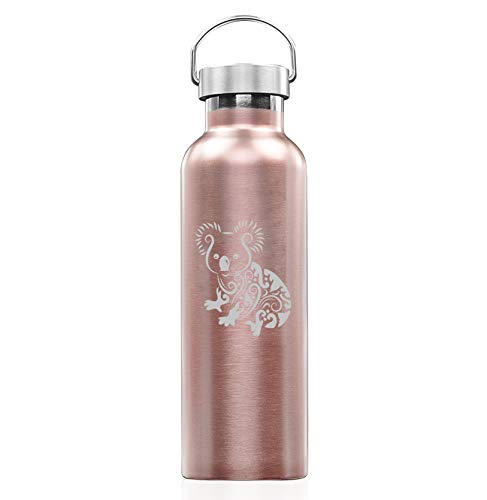 Rose Gold Double Wall Vacuum Insulated Stainless Steel Tumbler Travel Mug Fancy Koala Bear (25 oz Water Bottle)