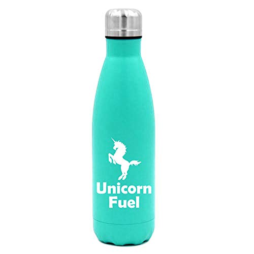 MIP Brand 17 oz. Double Wall Vacuum Insulated Stainless Steel Water Bottle Travel Mug Cup Unicorn Fuel (Light-Blue)