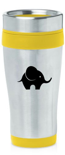 Yellow 16oz Insulated Stainless Steel Travel Mug Z801 Baby Elephant