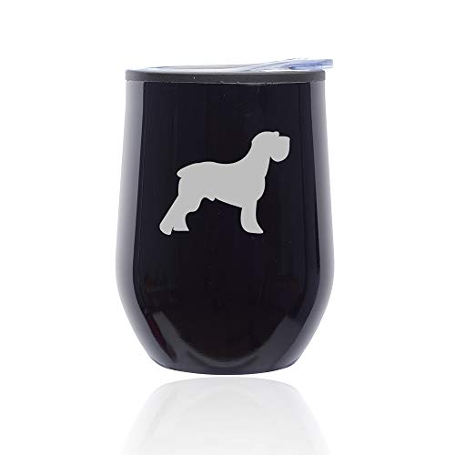 Stemless Wine Tumbler Coffee Travel Mug Glass With Lid Schnauzer (Midnight Black)