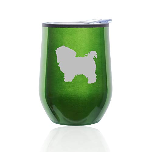 Stemless Wine Tumbler Coffee Travel Mug Glass With Lid Maltese (Green)
