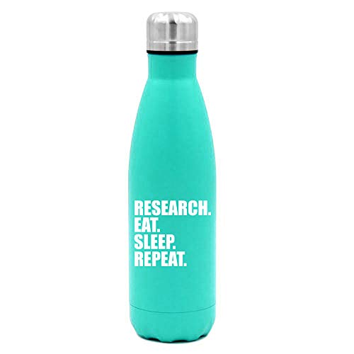 MIP Brand 17 oz. Double Wall Vacuum Insulated Stainless Steel Water Bottle Travel Mug Cup Research Eat Sleep Repeat (Light-Blue)