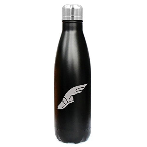 17 oz. Double Wall Vacuum Insulated Stainless Steel Water Bottle Travel Mug Cup Track & Field Wing Shoe (Black)