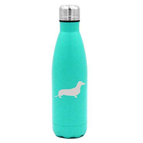 17 oz. Double Wall Vacuum Insulated Stainless Steel Water Bottle Travel Mug Cup Dachshund (Light-Blue)