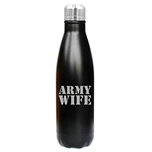 MIP Brand 17 oz. Double Wall Vacuum Insulated Stainless Steel Water Bottle Travel Mug Cup Army Wife (Black)