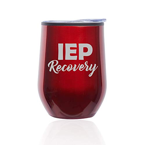 Stemless Wine Tumbler Coffee Travel Mug Glass With Lid IEP Recovery Special Education Teacher (Red)