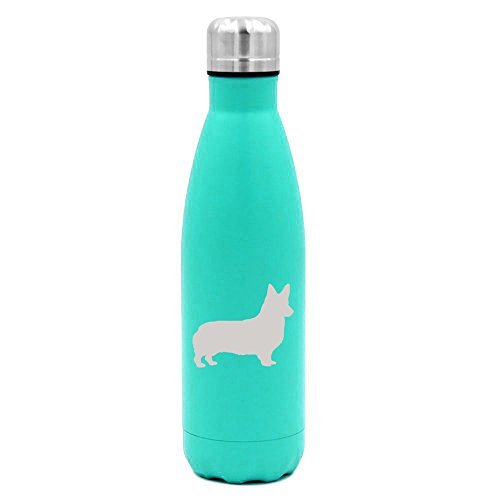 17 oz. Double Wall Vacuum Insulated Stainless Steel Water Bottle Travel Mug Cup Corgi (Light-Blue)