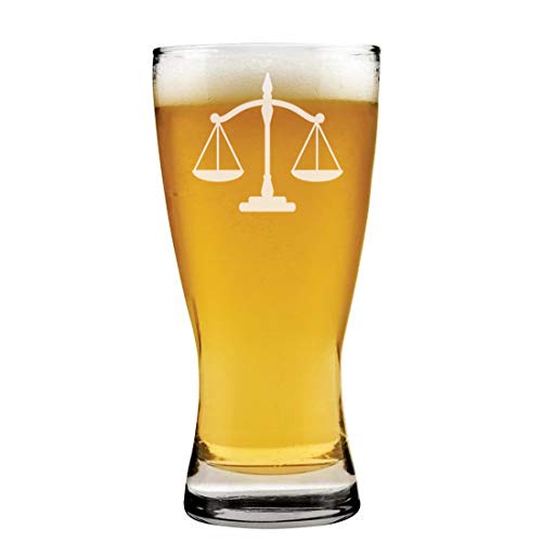 15 oz Beer Pilsner Glass Scales of Justice Lawyer Paralegal Attorney