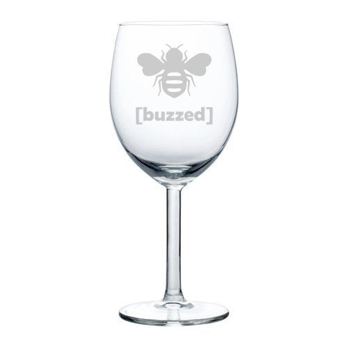 Wine Glass Goblet Funny Buzzed Bee (10 oz),MIP