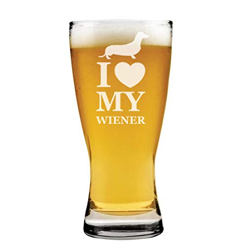 15 oz Beer Pilsner Glass I Love My Wiener Dachshund