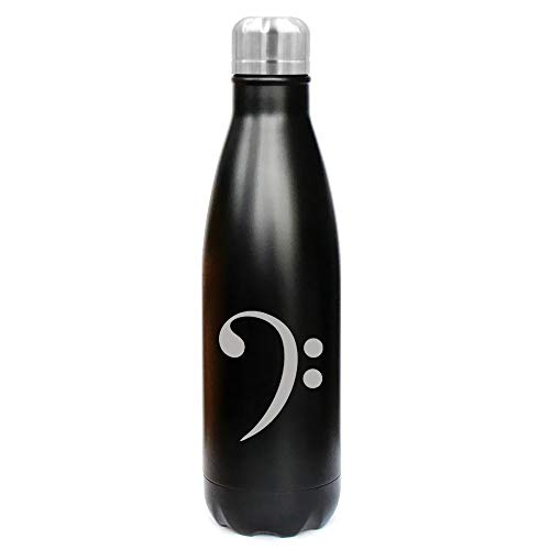 MIP Brand 17 oz. Double Wall Vacuum Insulated Stainless Steel Water Bottle Travel Mug Cup Bass Clef (Black)