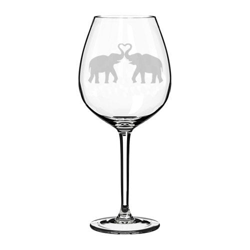 Wine Glass Goblet Elephants Making Heart (20 oz Jumbo)