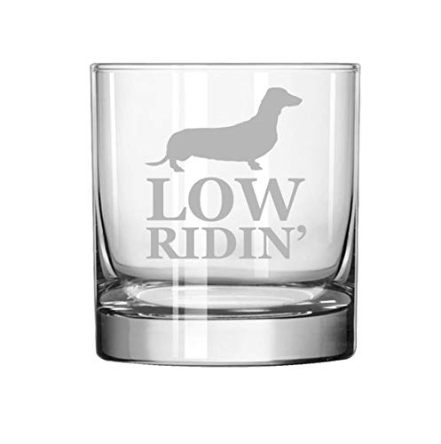 11 oz Rocks Whiskey Highball Glass Low Ridin' Dachshund