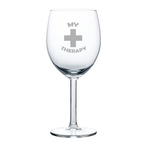 10 oz Wine Glass Funny My Therapy,MIP