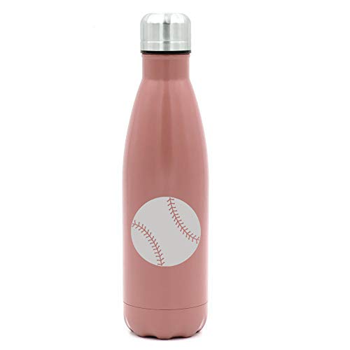 MIP Brand 17 oz. Double Wall Vacuum Insulated Stainless Steel Water Bottle Travel Mug Cup Baseball Softball (Rose Gold)